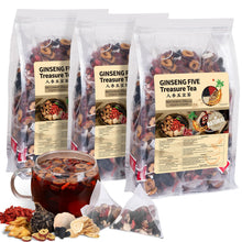 Load image into Gallery viewer, Ginseng Five Treasures Kidney Tea, Traditional Chinese Herbal TeaBags, Natural Kidney Cleanse Detox Tea for Women & Men, 7 Precious Ingredients Formula(1 Pack/25 Bags)