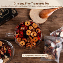 Load image into Gallery viewer, Ginseng Five Treasures Kidney Tea, Traditional Chinese Herbal TeaBags, Natural Kidney Cleanse Detox Tea for Women & Men, 7 Precious Ingredients Formula(1 Pack/25 Bags)