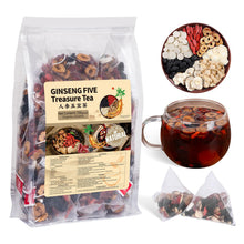 Load image into Gallery viewer, Ginseng Five Treasures Kidney Tea, Traditional Chinese Herbal TeaBags, Natural Kidney Cleanse Detox Tea for Women & Men, 7 Precious Ingredients Formula(1 Pack/25 Bags)
